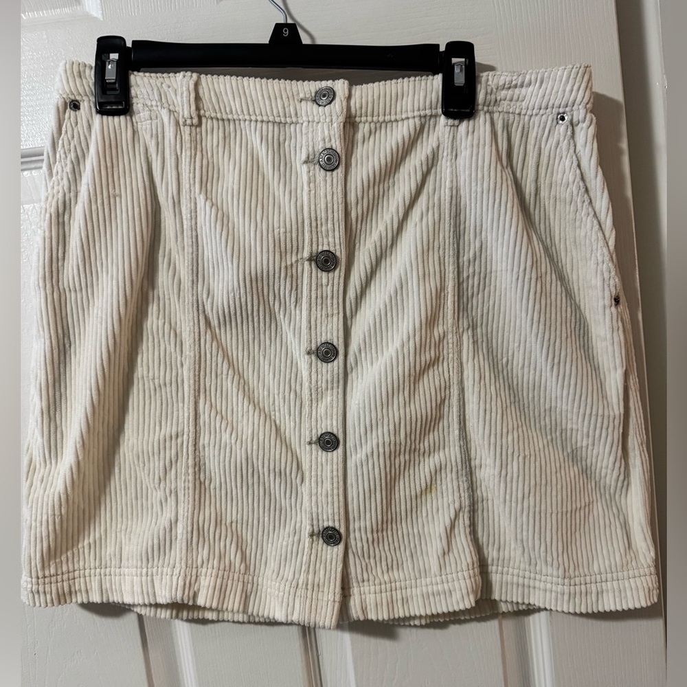 Women's Abercrombie Cream Button Up Corduroy Skirt